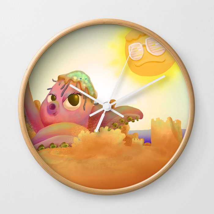 Poulpe plage soleil Wall Clock