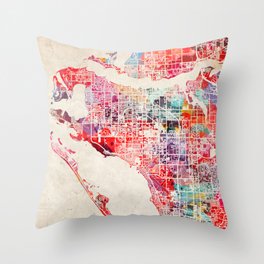 Bradenton map Florida FL Throw Pillow