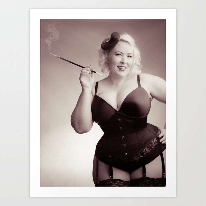 "Of Corset Darling" - The Playful Pinup - Vintage Corset Pinup Photo by Maxwell H. Johnson Art Print