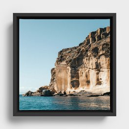 Mexico Photography - Tall Cliff By The Ocean Shore Framed Canvas