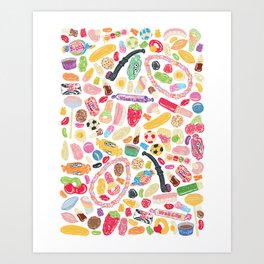 Retro Sweets - Penny Sweets - Pic n Mix - 10p Mix Up Art Print