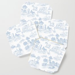 Toile de Jouy Vintage French Soft Baby Blue White Pastoral Pattern Coaster
