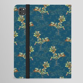 Vintage Lingonberry Botanical Pattern on Teal iPad Folio Case