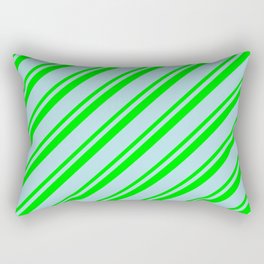 [ Thumbnail: Powder Blue and Lime Colored Stripes/Lines Pattern Rectangular Pillow ]
