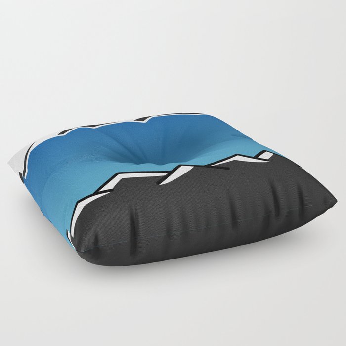 Abstract minimal black&white desert and sea in blue and sky blue gradient background Floor Pillow