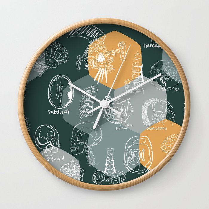Neurosurgery Sketches Wall Clock