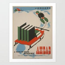 Vintage poster -  A Year of Good Reading Ahead Art Print