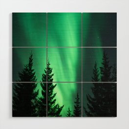 Northern Lights in the Woods Photo | Aurora Borealis in Norway Nature Art Print | Colorful Night Travel Photography Wood Wall Art