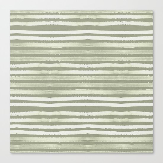 Simply Shibori Stripes Green Tea and Lunar Gray Canvas Print