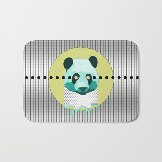 the blue panda who was melting black and white Bath Mat