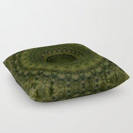 Mandala in olive green tones Floor Pillow