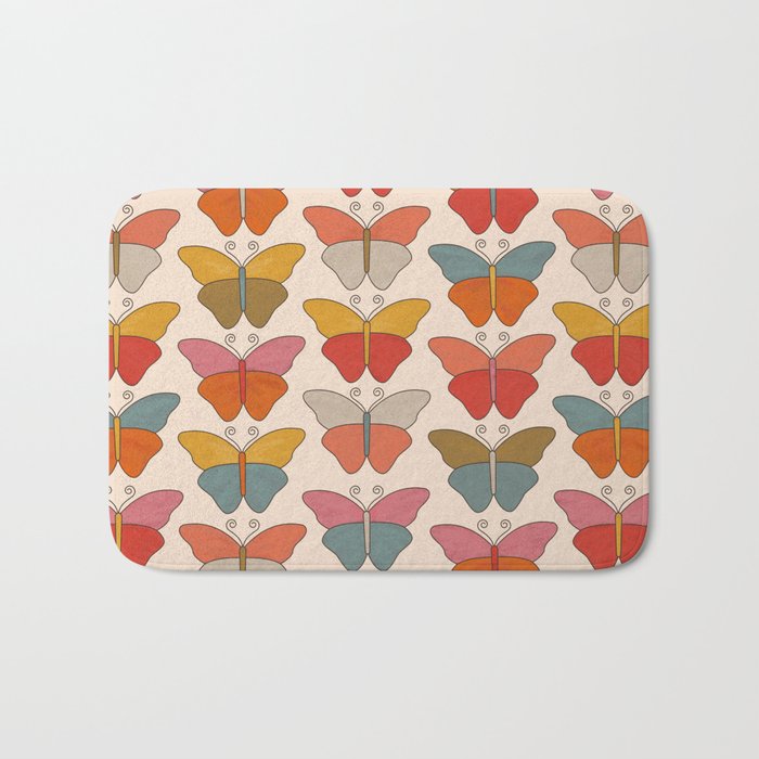 Butterflies - Retro Pattern Bath Mat