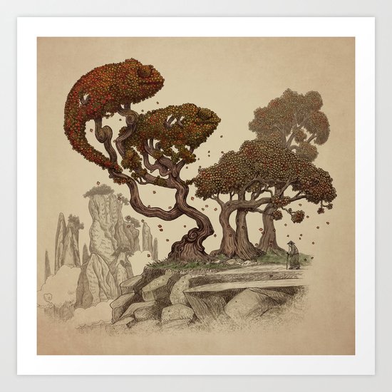 Autumn Chameleons Art Print