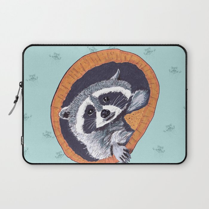 Peeking Raccoons #1 Blue Pallet - Laptop Sleeve