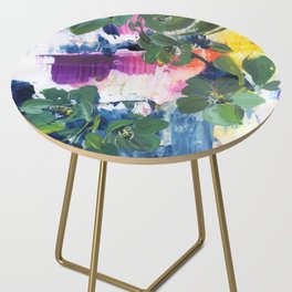 green flowers in rainbow N.o 1 Side Table