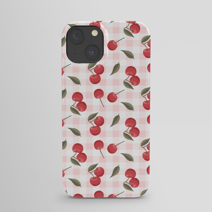 Peach cherry gingham iPhone Case