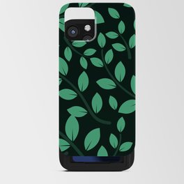 Retro Style Leaves Pattern - Ocean Green iPhone Card Case