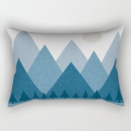 Calming Abstract Geometric Mountains Blue Rectangular Pillow