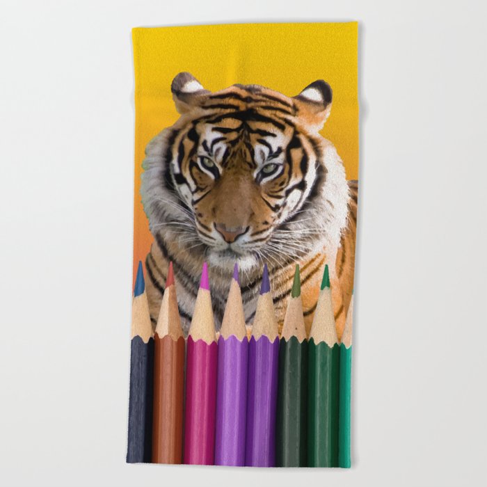 Tiger - Color Pencils Beach Towel