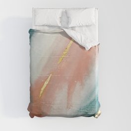 Celestial [3]: a minimal abstract mixed-media piece in Pink, Blue, and gold by Alyssa Hamilton Art Duvet Cover