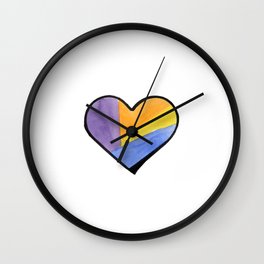 Colourful Hearts Watercolor on Paper Wall Clock