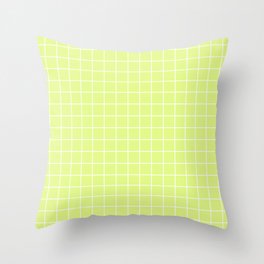 Mindaro - green color - White Lines Grid Pattern Throw Pillow