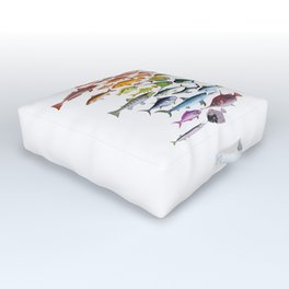 Fish Rainbow Outdoor Floor Cushion | Fish, Love, Digital, Colorful, Collage, Rainbow, Rainbowfish, Loveislove, Xoxo, Rainbows 