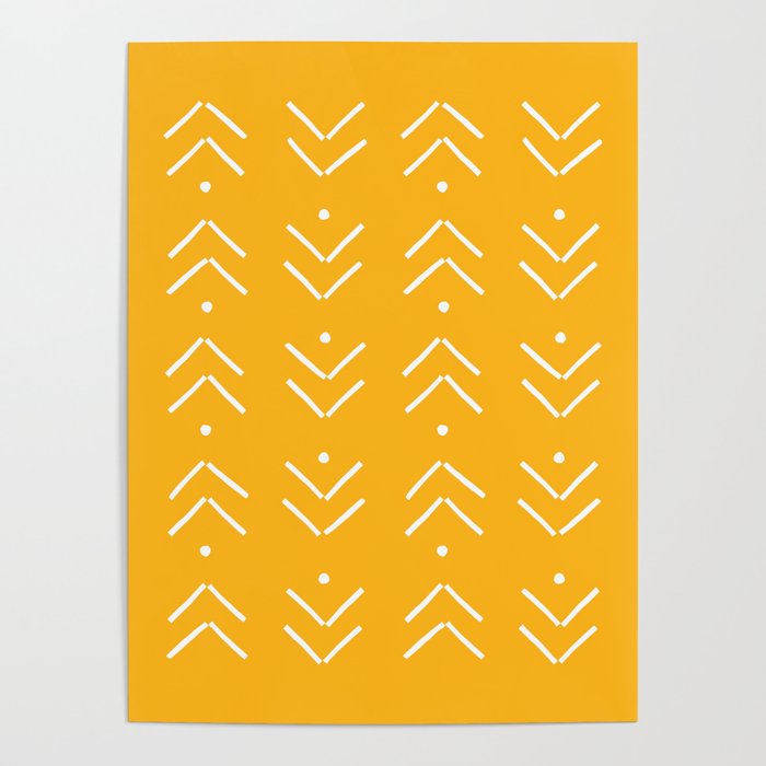 Arrow Geometric Pattern 12 in Mustard Yellow Shades Poster