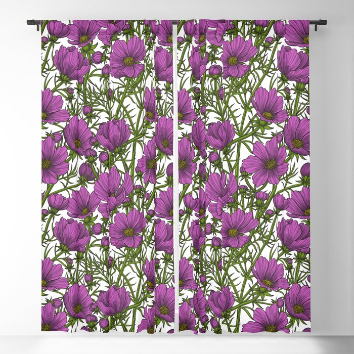 Violet cosmos flowers Blackout Curtain