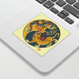 A Flag of Dragon and Tiger Sticker