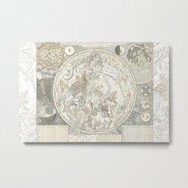 Star map of the Southern Starry Sky Metal Print | Celestial, Planets, Vintage, Zodiac, Sky, Constellations, Historical, Astrology, Southernhemisphere, Stars 