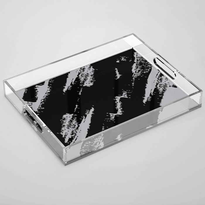 Abstract Charcoal Art Gray Grey Black Acrylic Tray