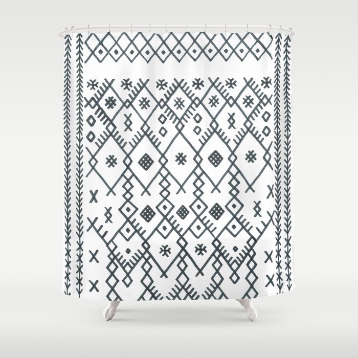 Boucherouite Vintage Moroccan Pattern Shower Curtain By Mintzy