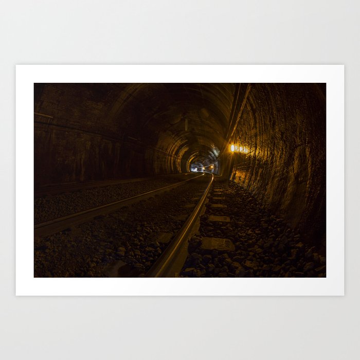 Active train tunnel Art Print