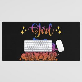 Warning Leo Girl with Attitude Desk Mat