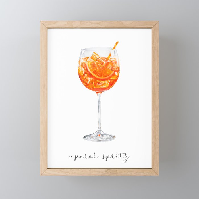 Aperol Spritz Cocktail Painting Framed Mini Art Print