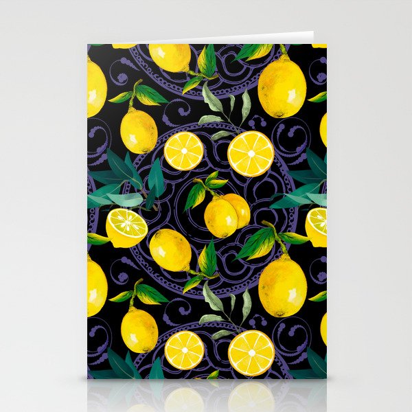 Summer, citrus ,Sicilian style ,lemon fruit pattern  Stationery Cards