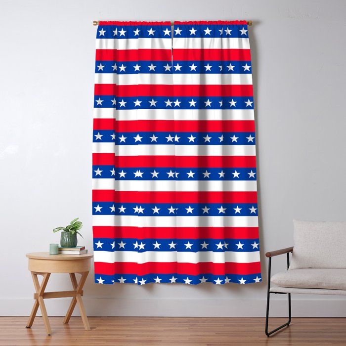 Red White Blue Stars Stripes Patriotic Blackout Curtain By Eva