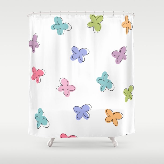 multicolor pastel butterflies Shower Curtain