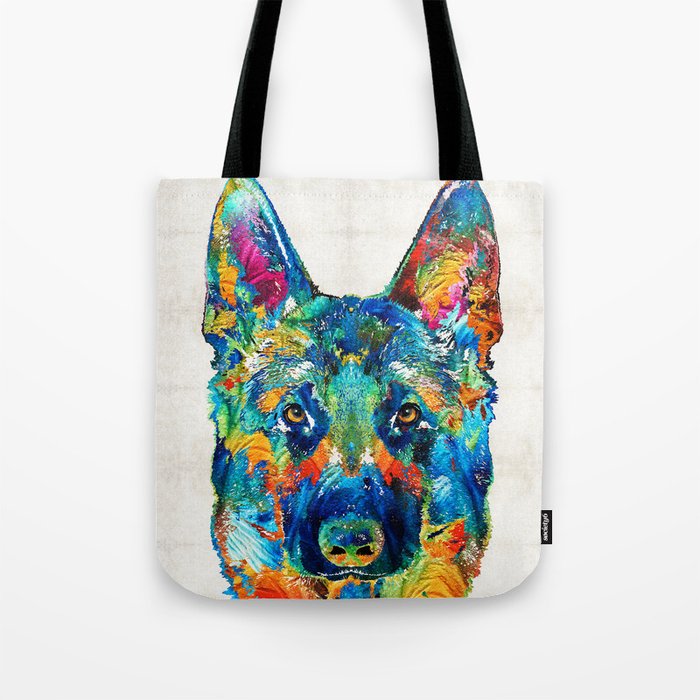 Colorful German Shepherd Dog Art By Sharon Cummings Tote Bag