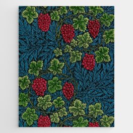 William Morris red vine textile pattern 19th century grapes and grapevine print for duvet, curtains, pillows, and home and wall decor Jigsaw Puzzle