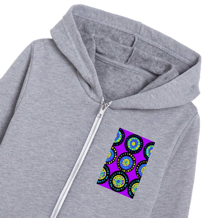 Large Colorful Circles on Purple Background Retro Mood #decor #society6 #buyart Kids Zip Hoodie