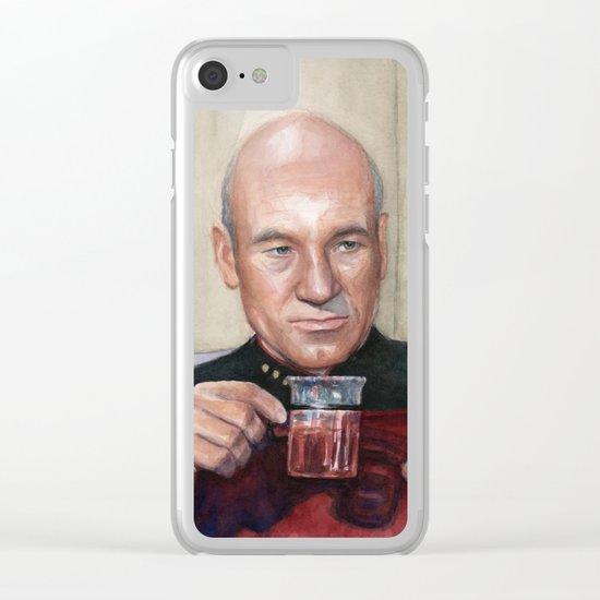 Tea. Earl Grey. Hot. Captain Picard Star Trek | Watercolor Clear iPhone Case