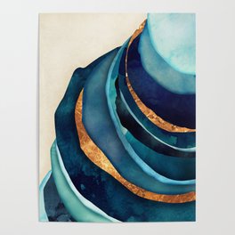 Abstract Blue with Gold Poster