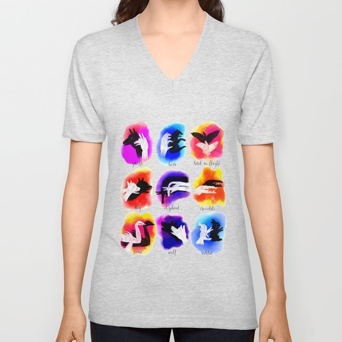 Watercolor Shadow Puppets V Neck T Shirt