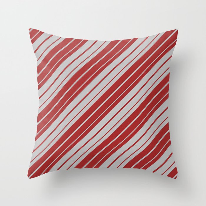 Grey & Brown Colored Stripes Pattern Throw Pillow