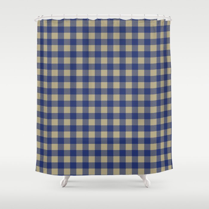 Plaid (navy blue/tan) Shower Curtain