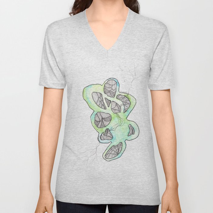  Doodle Art Abstract Art Scandi Micron Art Design | 170412 Telomeres Healing 34 V Neck T Shirt