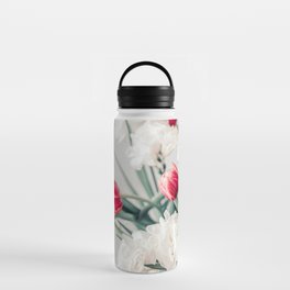 Pink Tulips Art Print, Still Life Home Decor Composition, Spring Flowers Bouquet Art, Pink Flowers Valentines Day, Floral Decoration Water Bottle