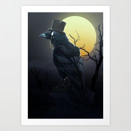 Raven in Top Hat Art Print
